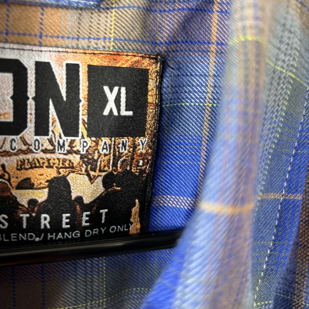 Dixxon Flannel Clark Street Blue Plaid Men’s SZ XL Pearl Snap Long Sleeve Pocket - Picture 8 of 15
